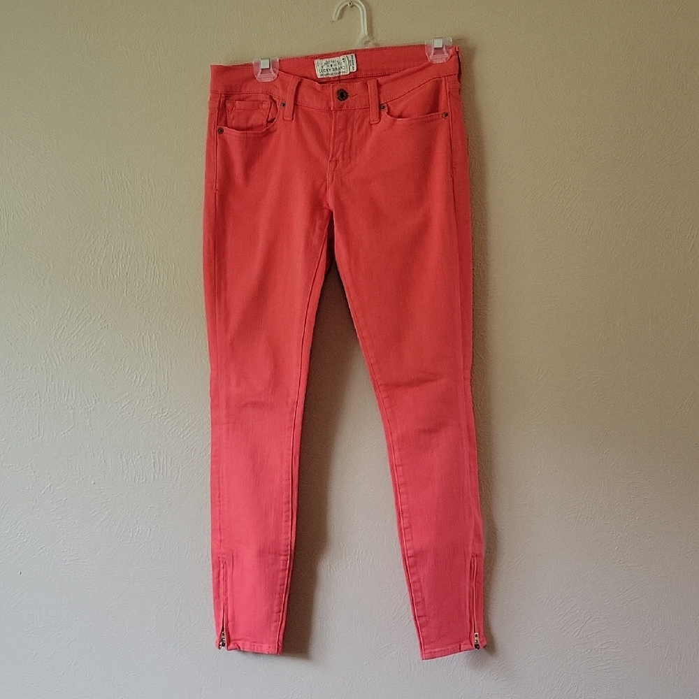 Lucky Brand Pink Skinny Jeans with Tapered Leg